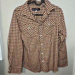 Ben Sherman Tan and Blue Checkered Shirt